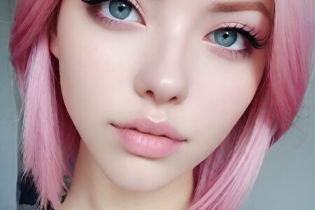 AI girl with pink hair wallpaper