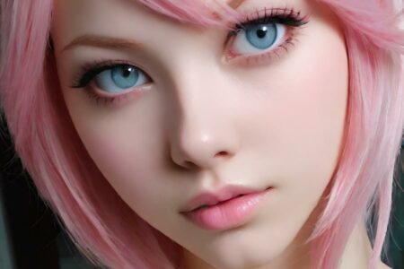 AI girl with pink hair wallpaper
