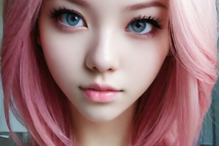 AI girl with pink hair wallpaper