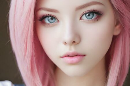 AI girl with pink hair wallpaper