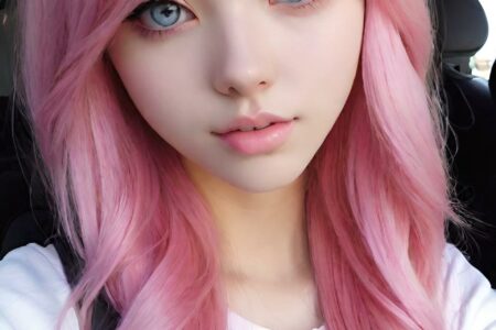 AI girl with pink hair wallpaper