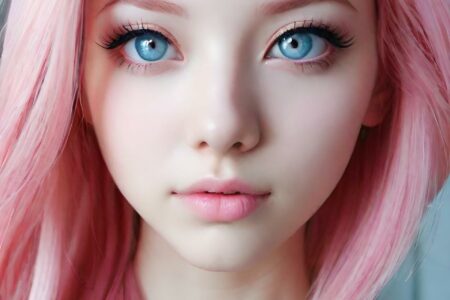 AI girl with pink hair wallpaper