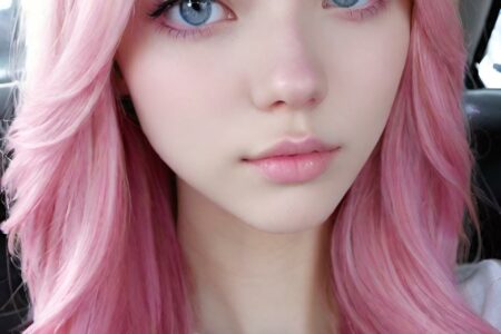AI girl with pink hair wallpaper