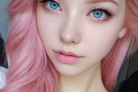 AI girl with pink hair wallpaper