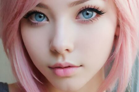 AI girl with pink hair wallpaper