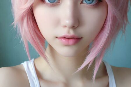 AI girl with pink hair wallpaper