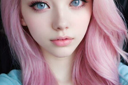 AI girl with pink hair wallpaper