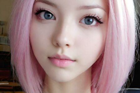 AI girl with pink hair wallpaper
