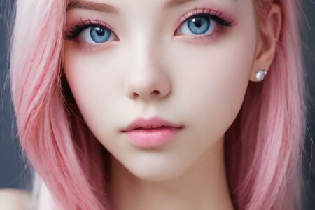 AI girl with pink hair wallpaper