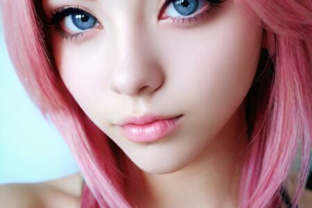 AI girl with pink hair wallpaper