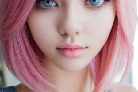 AI girl with pink hair wallpaper