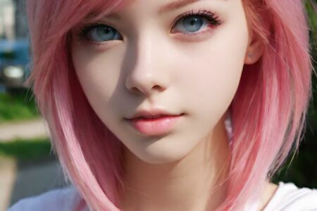 AI girl with pink hair wallpaper