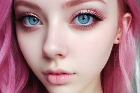 AI girl with pink hair wallpaper