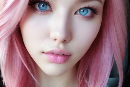 AI girl with pink hair wallpaper