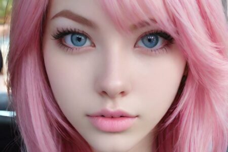 AI girl with pink hair wallpaper