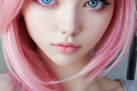 AI girl with pink hair wallpaper