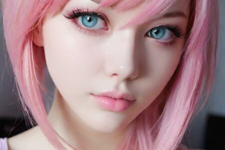 AI girl with pink hair wallpaper