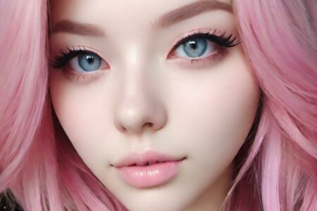 AI girl with pink hair wallpaper