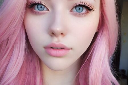 AI girl with pink hair wallpaper