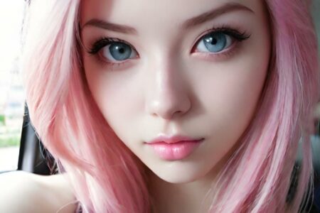 AI girl with pink hair wallpaper