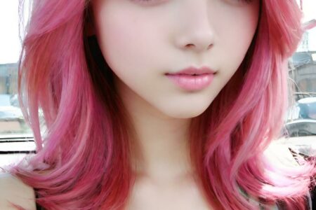 AI girl with pink hair wallpaper