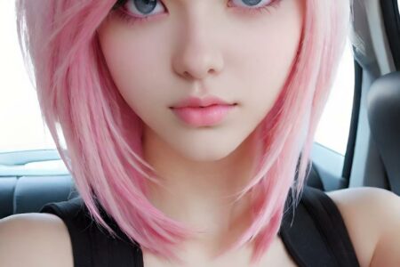 AI girl with pink hair wallpaper