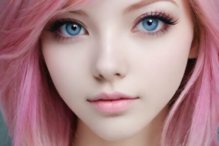 AI girl with pink hair wallpaper