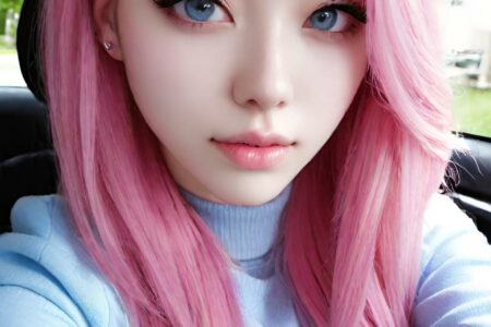 AI girl with pink hair wallpaper