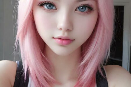 AI girl with pink hair wallpaper