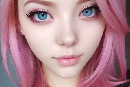 AI girl with pink hair wallpaper