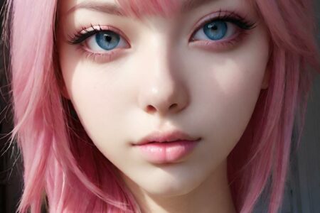 AI girl with pink hair wallpaper
