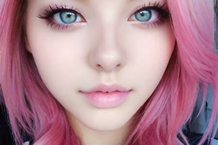AI girl with pink hair wallpaper