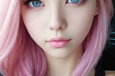 AI girl with pink hair wallpaper