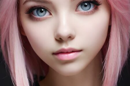 AI girl with pink hair wallpaper