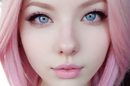 AI girl with pink hair wallpaper