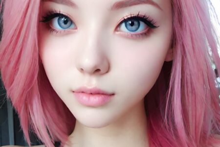 AI girl with pink hair wallpaper