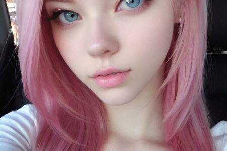 AI girl with pink hair wallpaper
