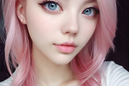 AI girl with pink hair wallpaper
