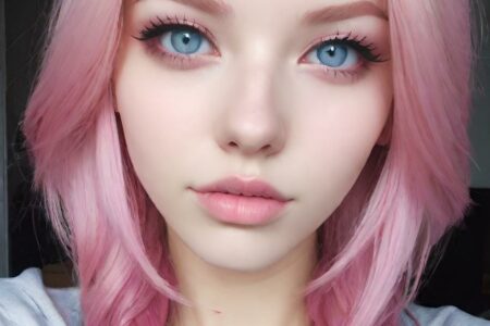 AI girl with pink hair wallpaper