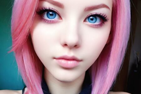 AI girl with pink hair wallpaper