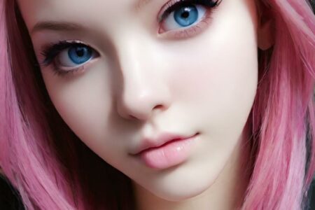 AI girl with pink hair wallpaper