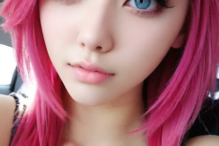AI girl with pink hair wallpaper