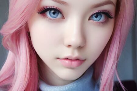 AI girl with pink hair wallpaper