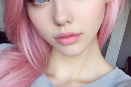 AI girl with pink hair wallpaper