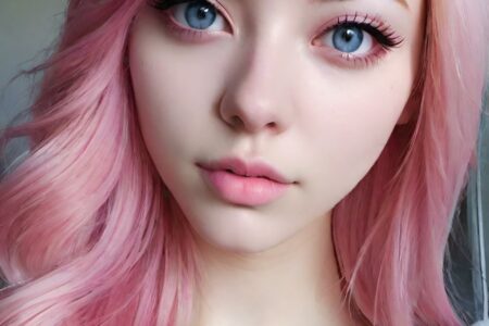 AI girl with pink hair wallpaper