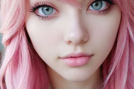 AI girl with pink hair wallpaper