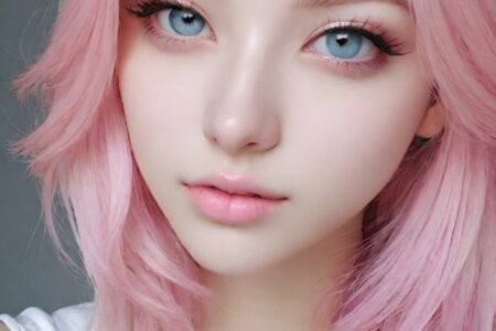 AI girl with pink hair wallpaper