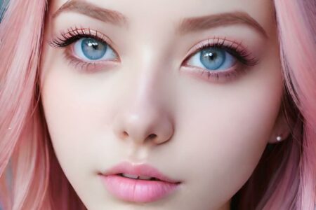 AI girl with pink hair wallpaper