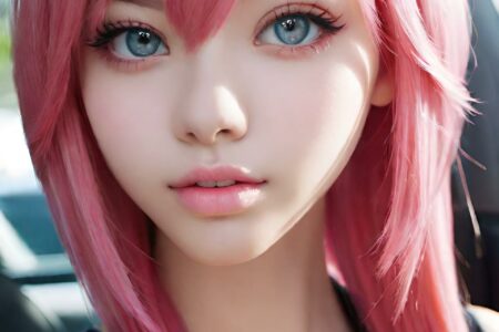 AI girl with pink hair wallpaper
