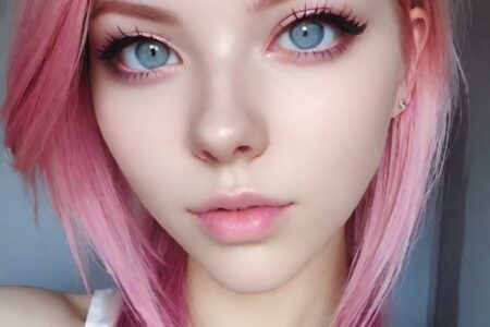 AI girl with pink hair wallpaper